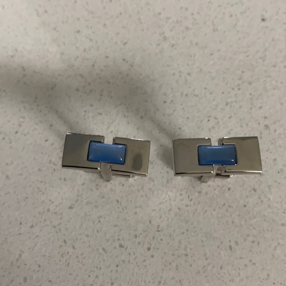 Men’s Silver and Blue Cuff Links